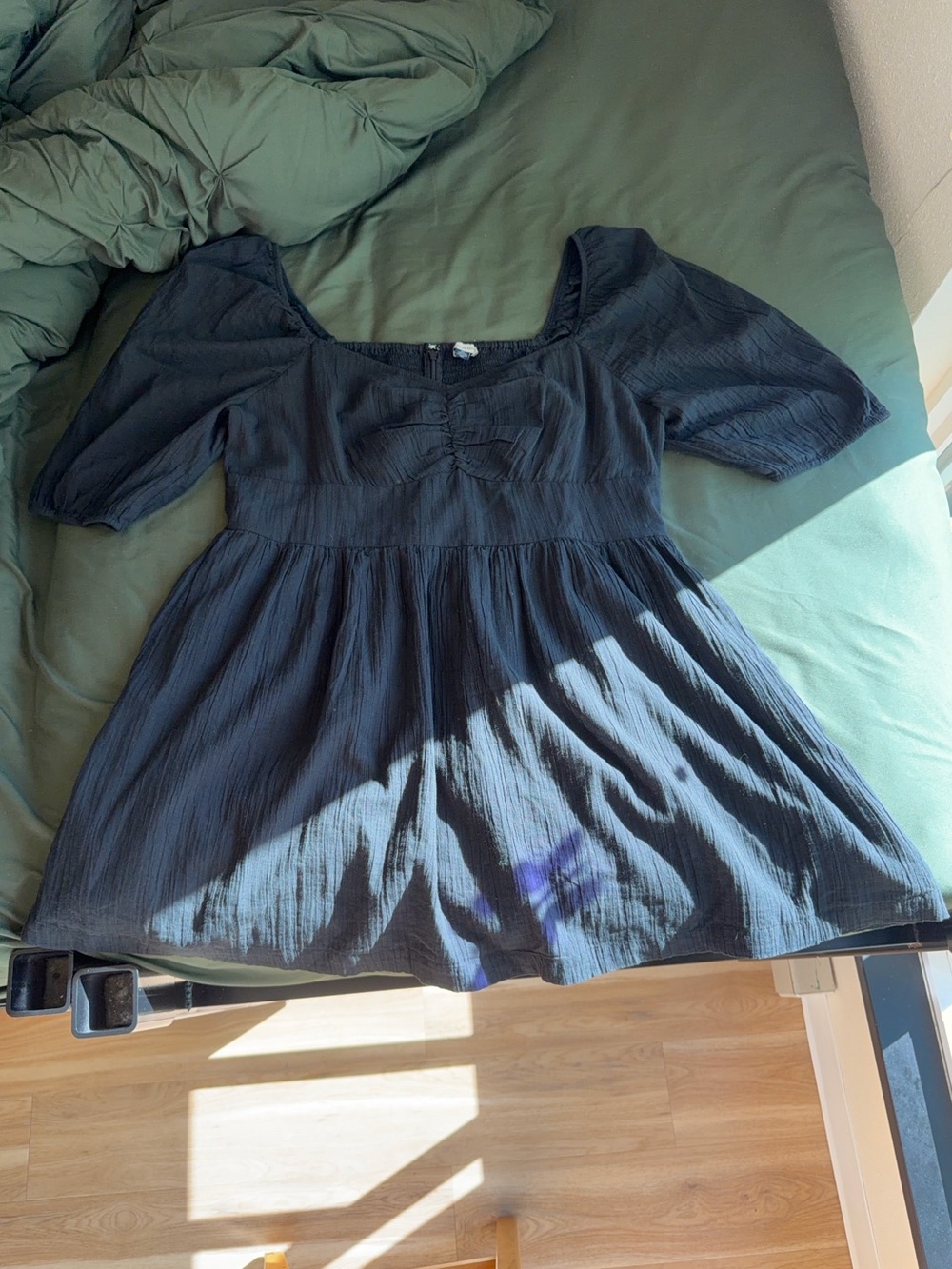American Eagle Outfitters Black Puff Sleeve Empire Waist Dress